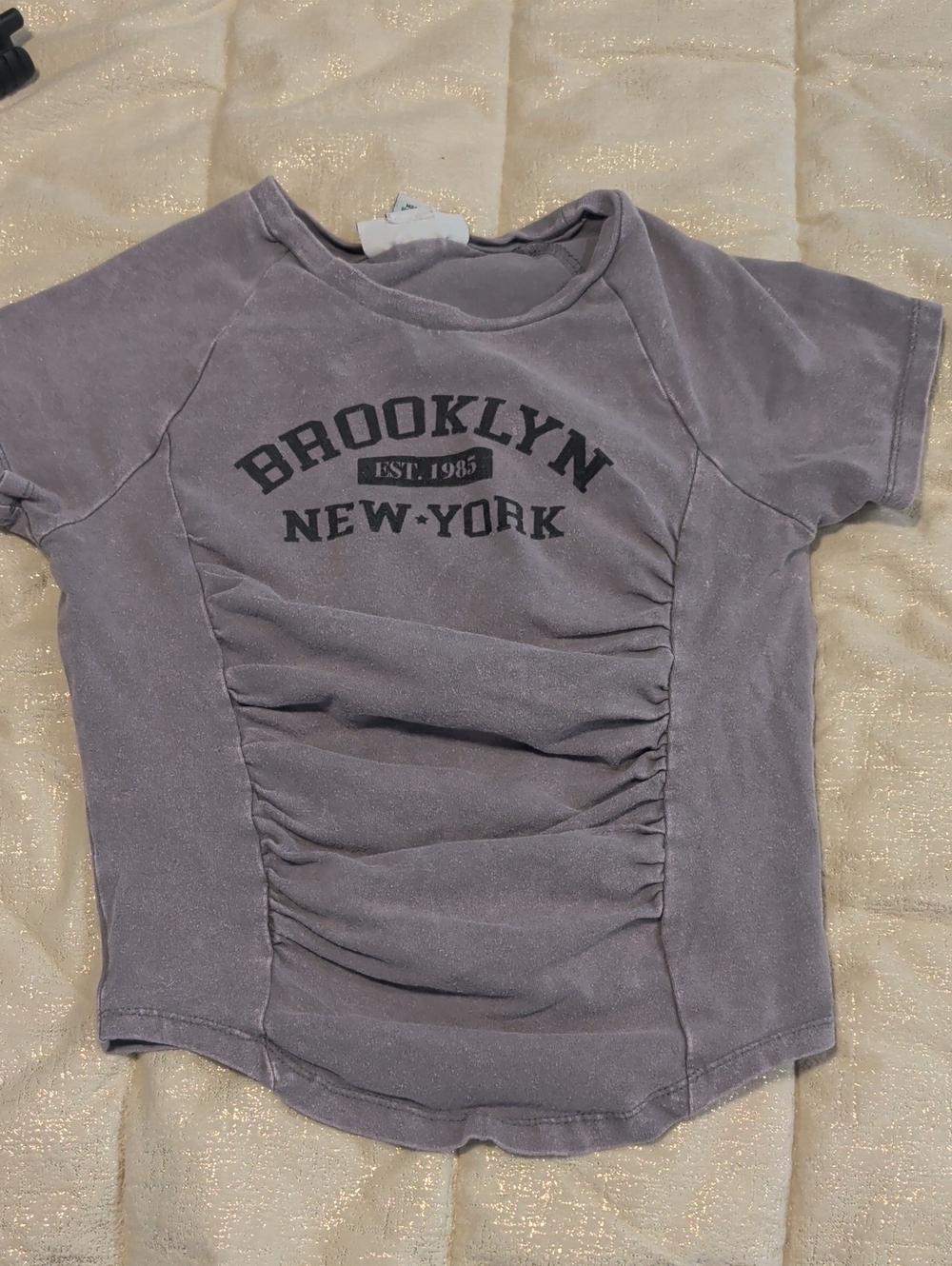 Kids Brooklyn New York Ruched Tee - Gray